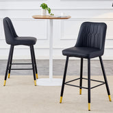 Modern Black PU Bar Stool - Set of 2 chairs with Comfortable Resting Beam